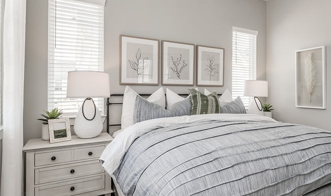 furnished bedroom with windows